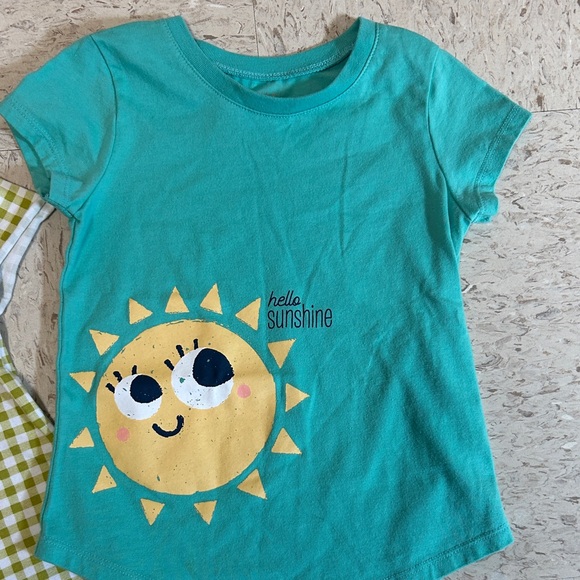 Old Navy Girls' Green Gingham Tee - Lime & Teal Sun Graphic by falls creek sz 4t - Picture 4 of 5